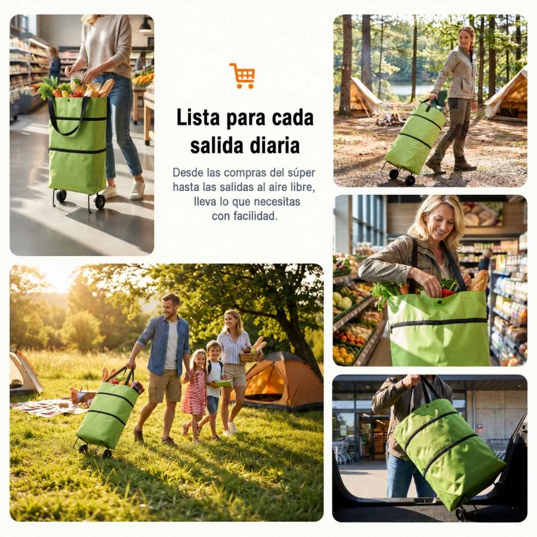 Carrito de Compras Plegable - Llevar Todas Tus Compras Nunca Fue tan Fácil