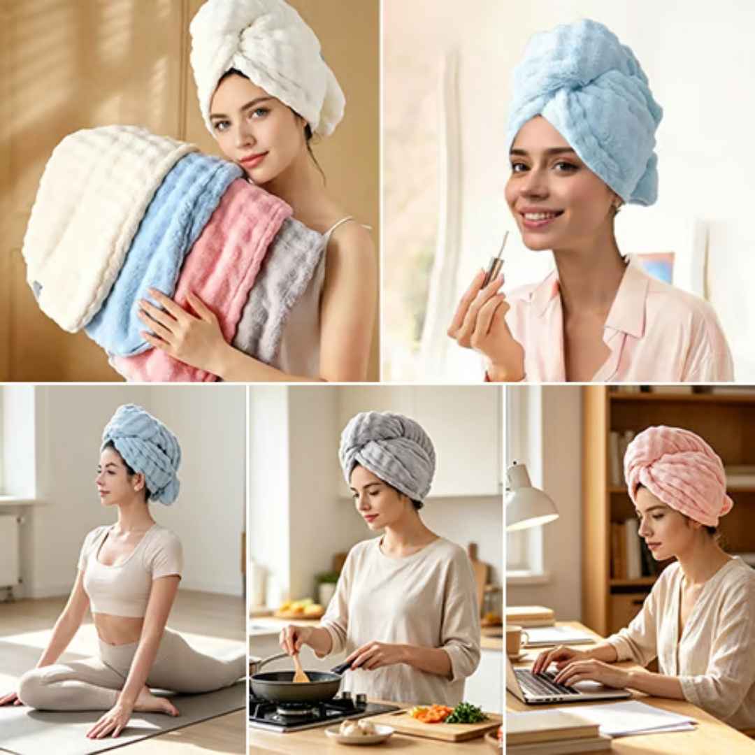 Toalla Para Cabello Microfibra Turbante-Pelo sin Frizz en Minutos.