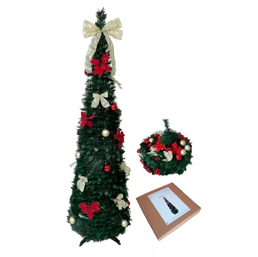 Arbol De Navidad Plegable 1mtros + Extensión 200 Bombillos GRATIS!