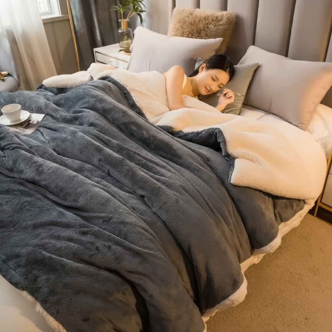 Cobija Premium Piel de Conejo King Ovejera – Lujo y suavidad en cada descanso