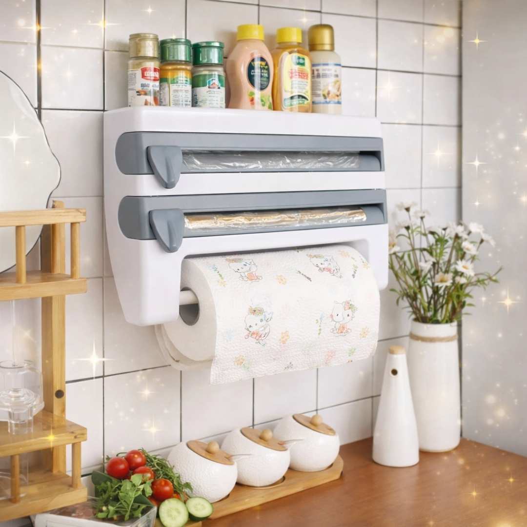 Organizador Multifuncional de Cocina 4 en 1 – Ordena, Corta y Ahorra Espacio en Tu Cocina