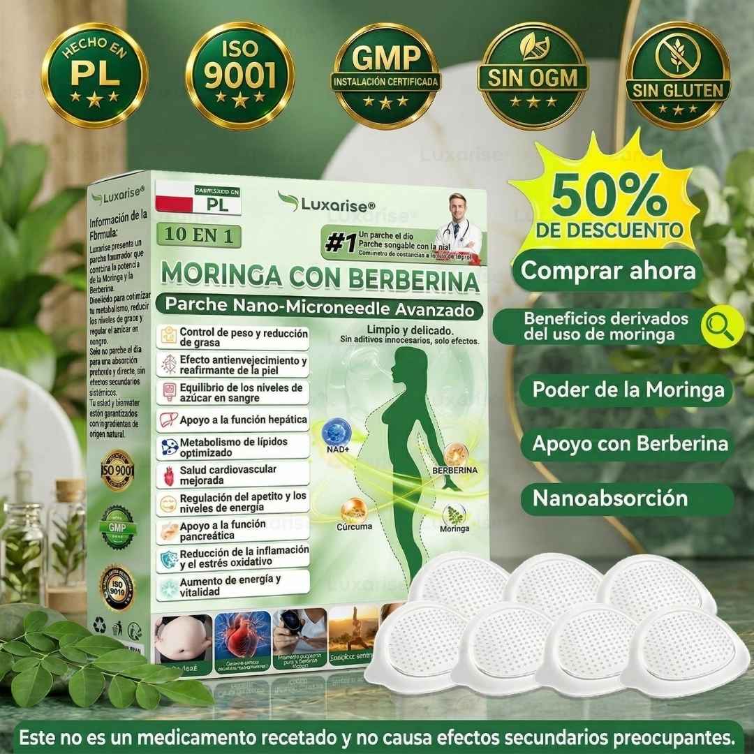 PARCHES AVANZADOS NATURALES MORINGA CON BERBERINA X 30 + OBSEQUIO🎁