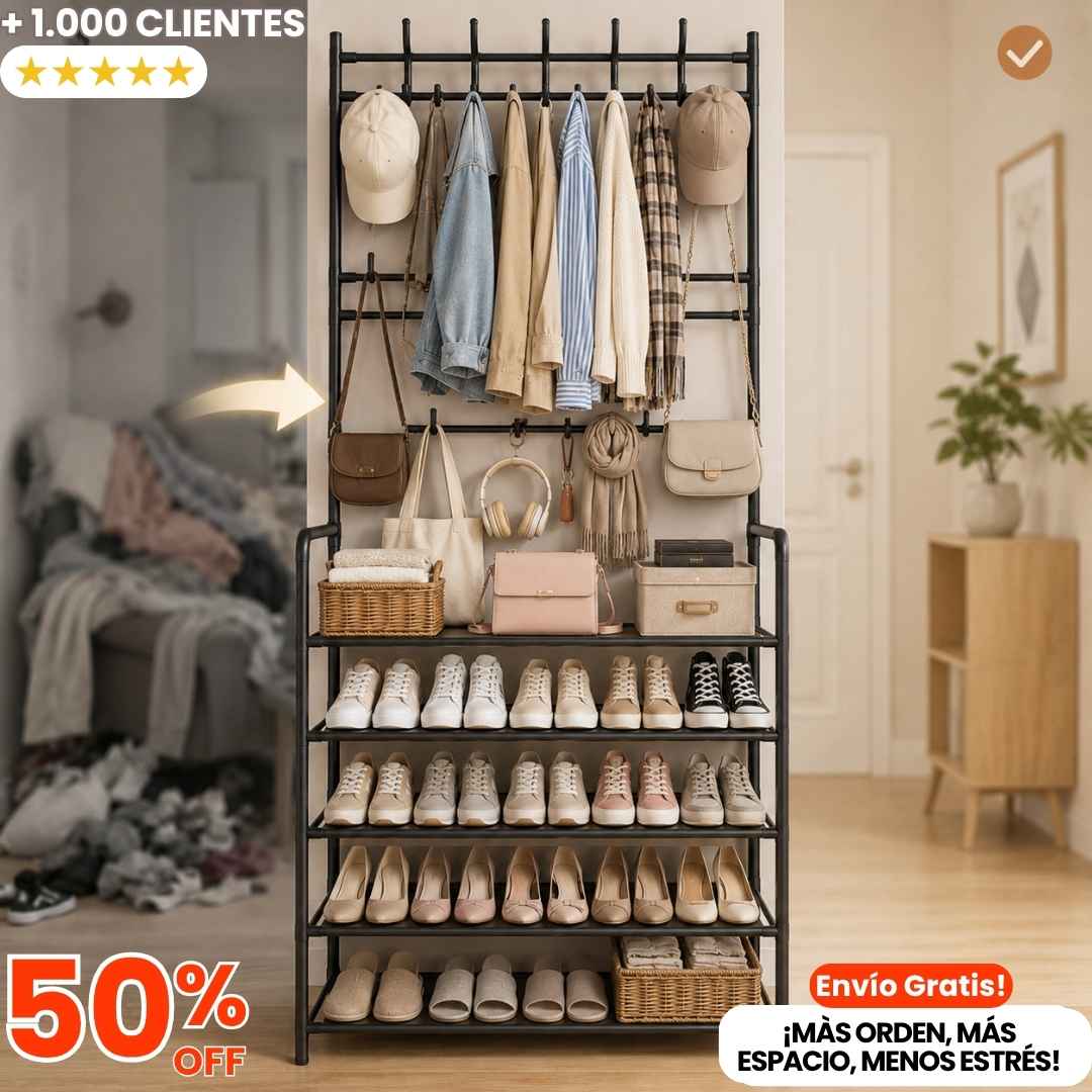 Perchero y Zapatatero 3 en 1 - 4 Niveles Multifuncional