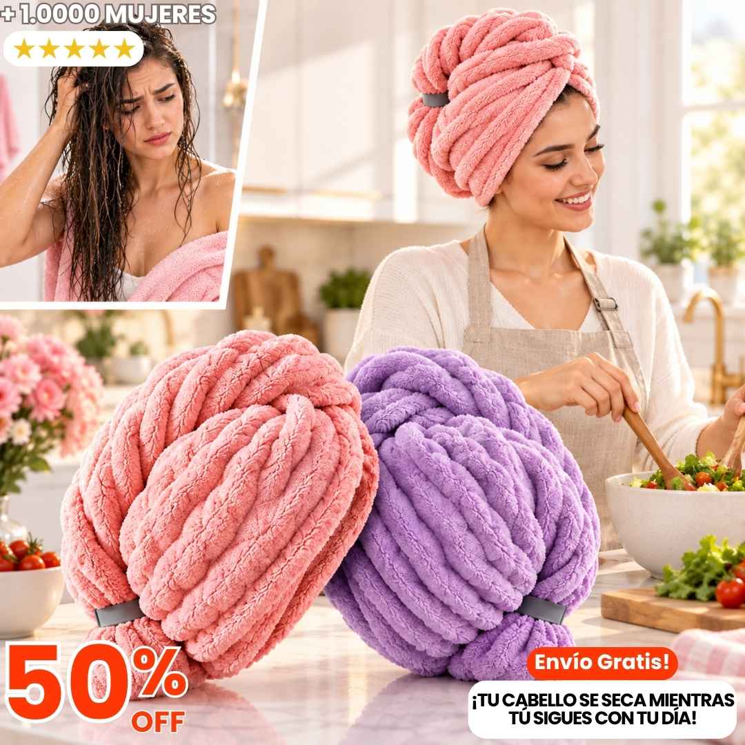 Toalla Para Cabello Microfibra Turbante-Pelo sin Frizz en Minutos.