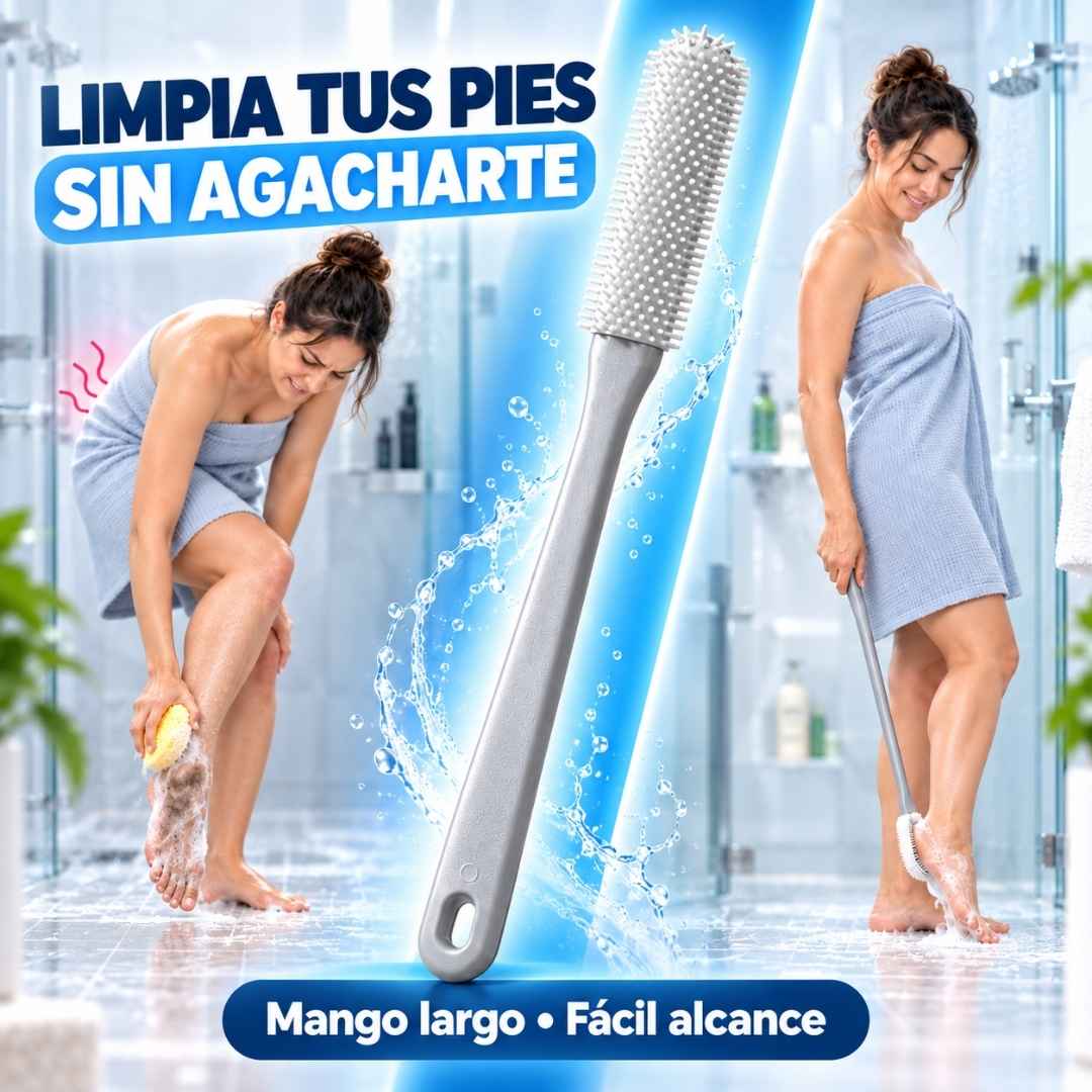 Cepillo de Silicona con Mango Largo: Lávate los Pies Sin Agacharte y Sin Caídas.