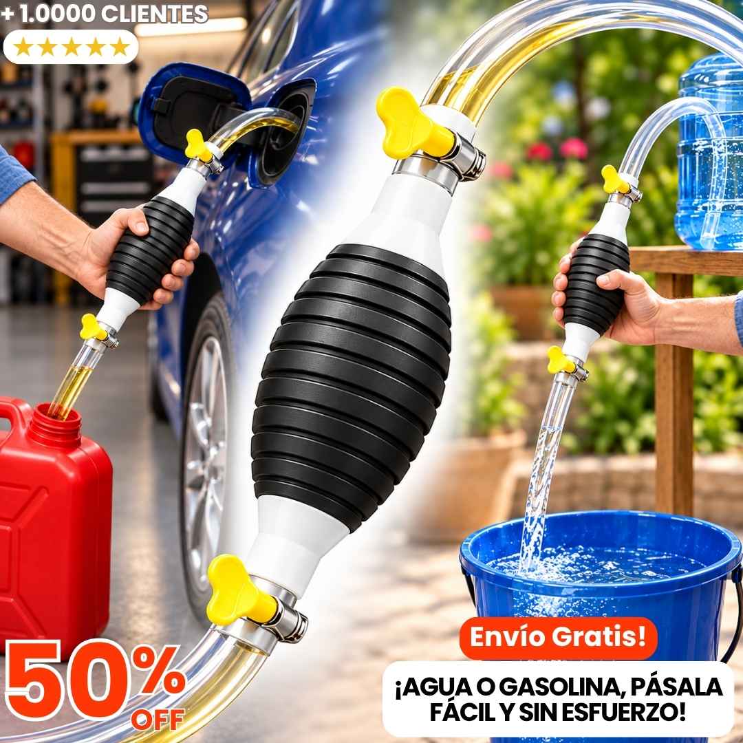 Bomba Manual Saca-Líquidos: Pase Gasolina o Agua Rápido y Sin Regueros.
