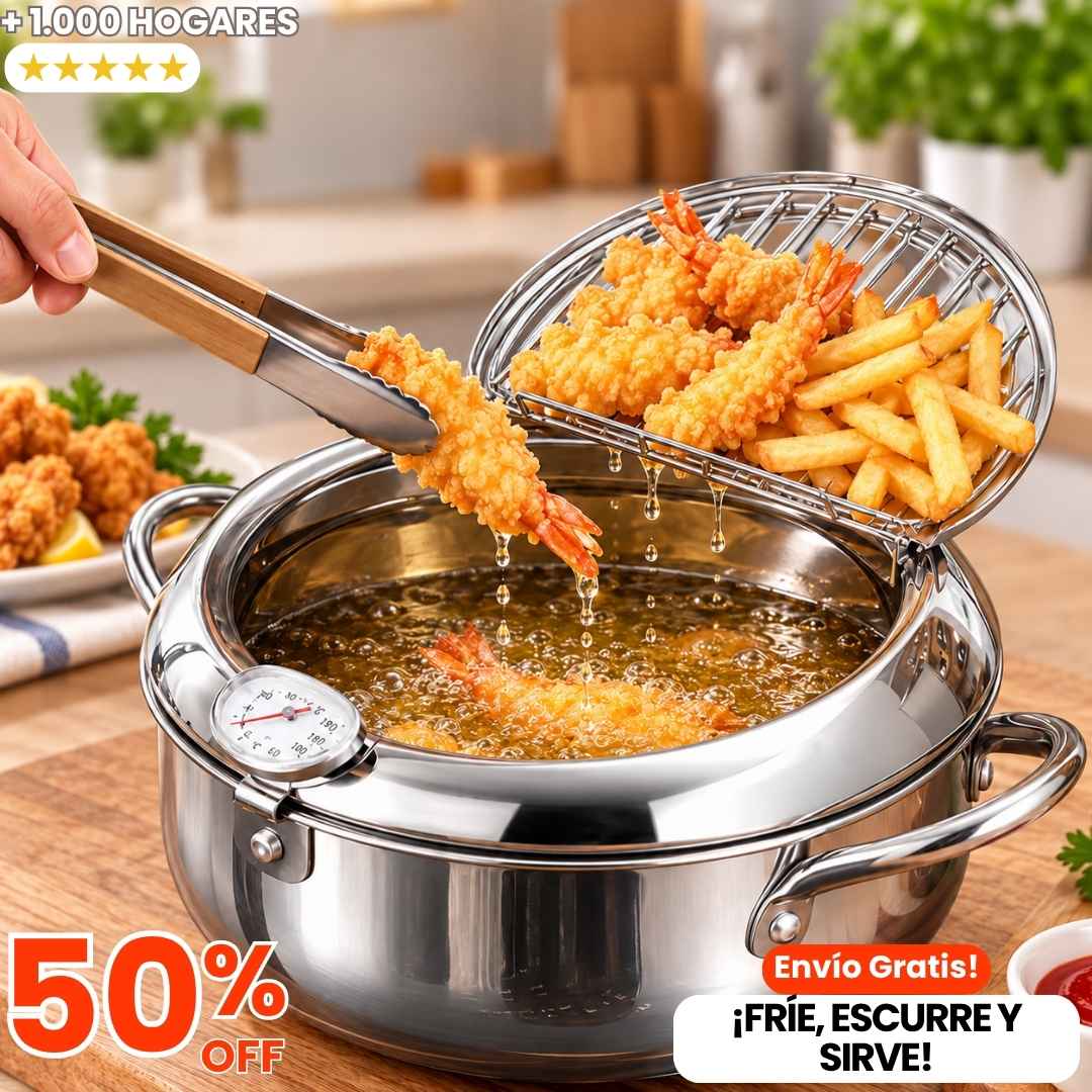 Olla Freidora Japonesa Pro: Fritos Perfectos y Cero Regueros.