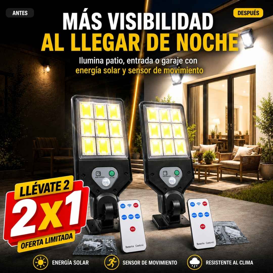 Lampara Reflector Led Con Panel Solar - Oferta X2