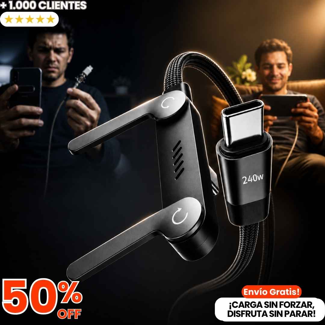 Cable 2 en 1 Tipo C - Cargador y Soporte para Mayor Comodidad
