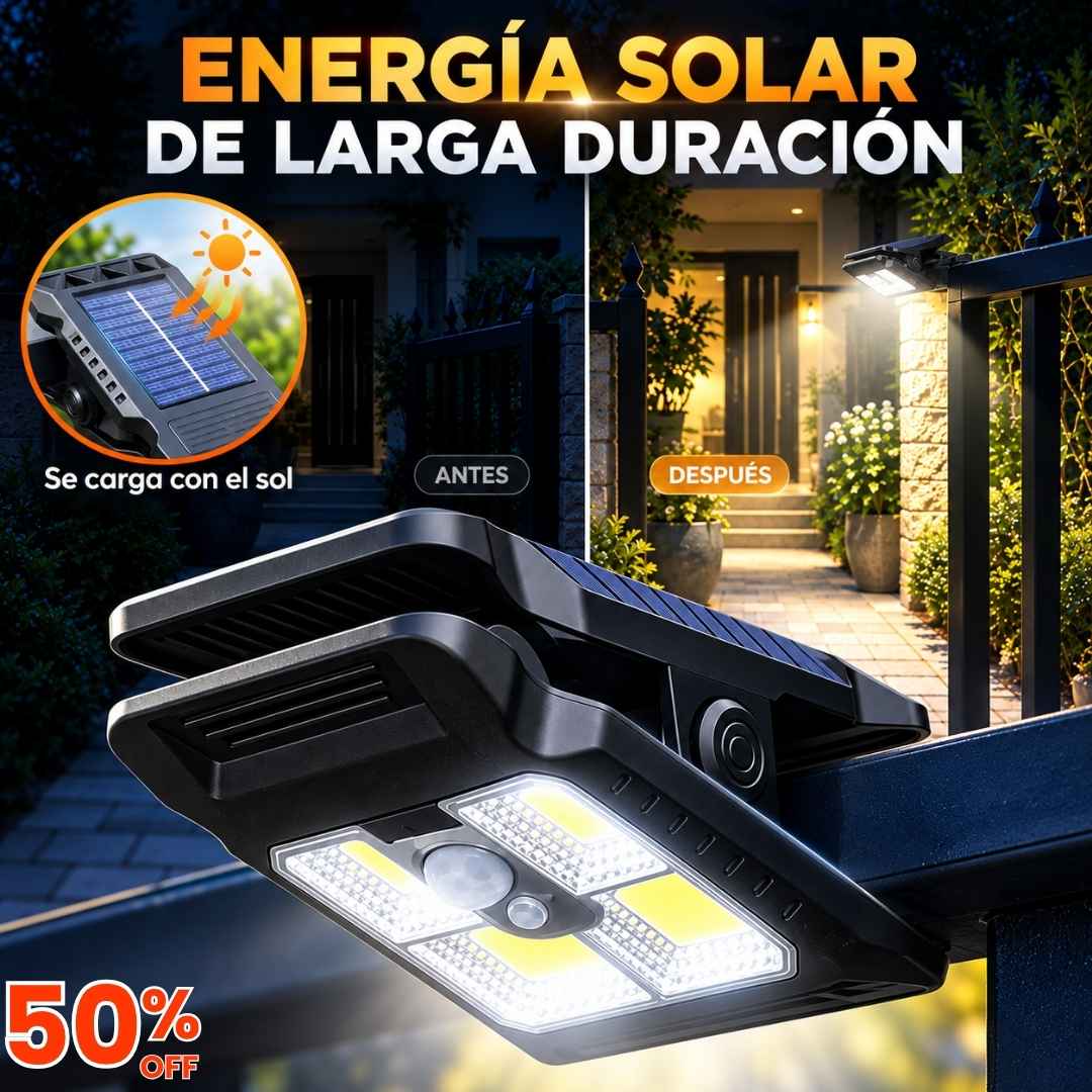 Lámpara Solar de Pinza con Sensor: Ilumina tu casa y olvídate del recibo de la luz.