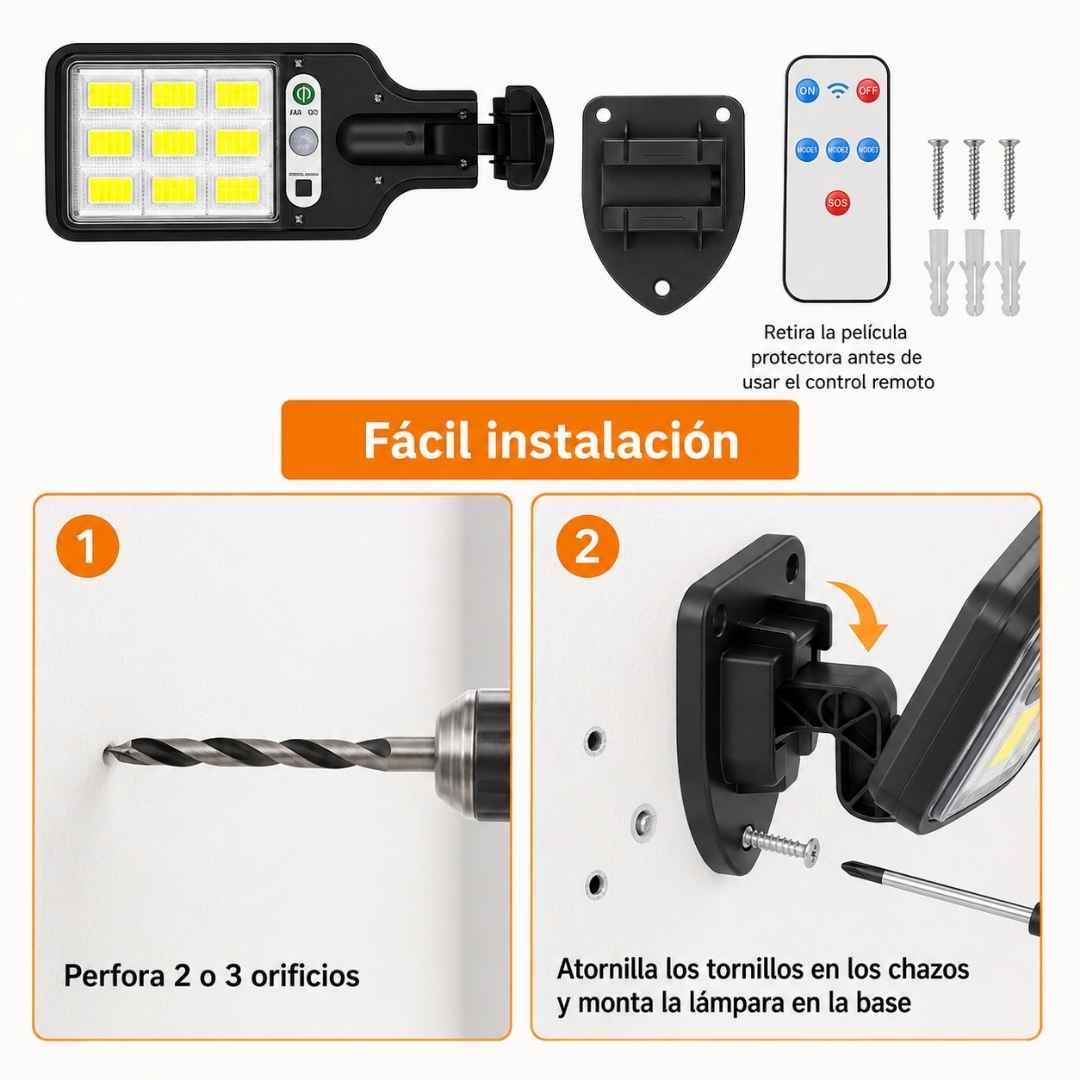 Lampara Reflector Led Con Panel Solar - Oferta X2