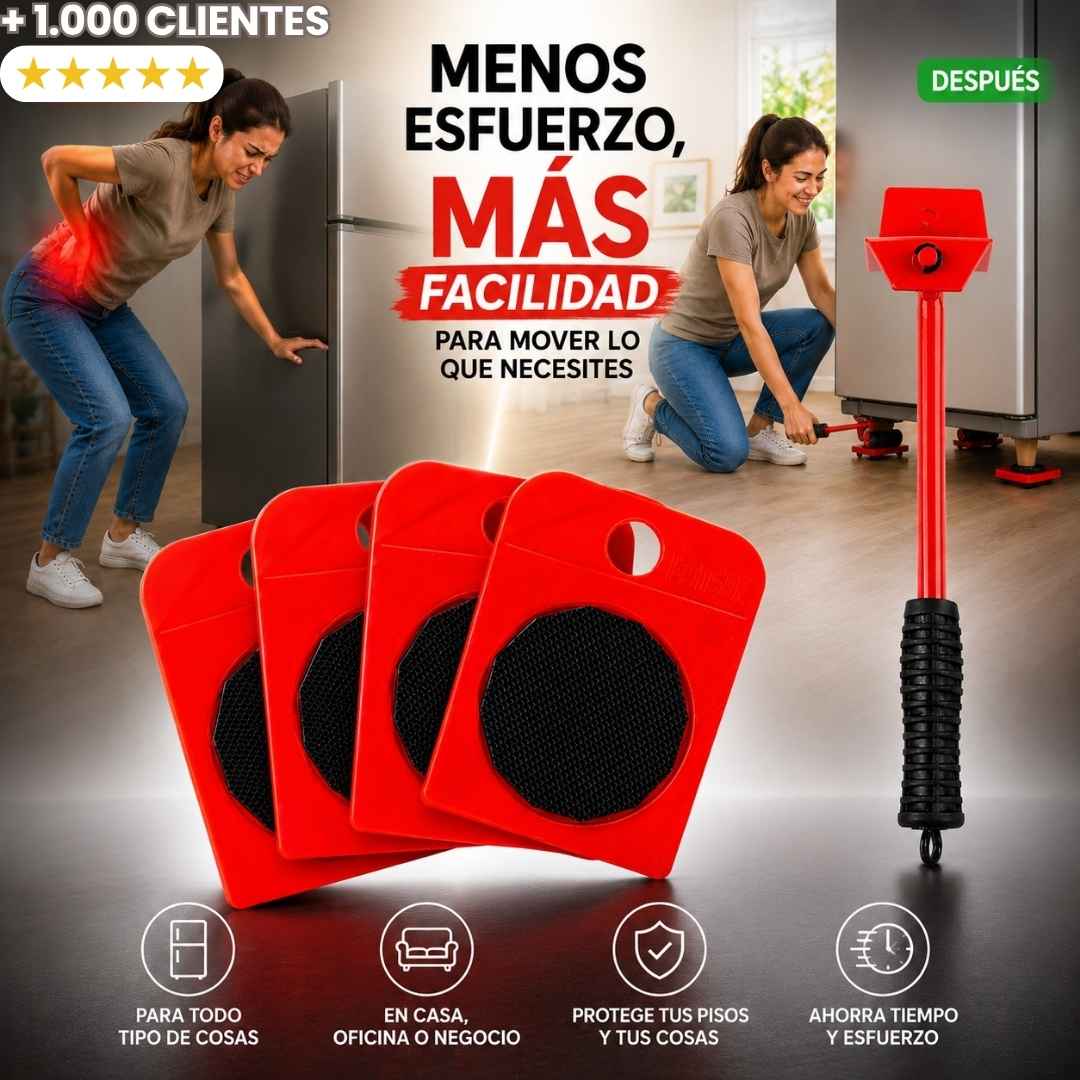 KIT LEVANTA MUEBLES 5 PIEZAS - LEVANTA, MUEVE Y ORGANIZA SIN ESFUERZO