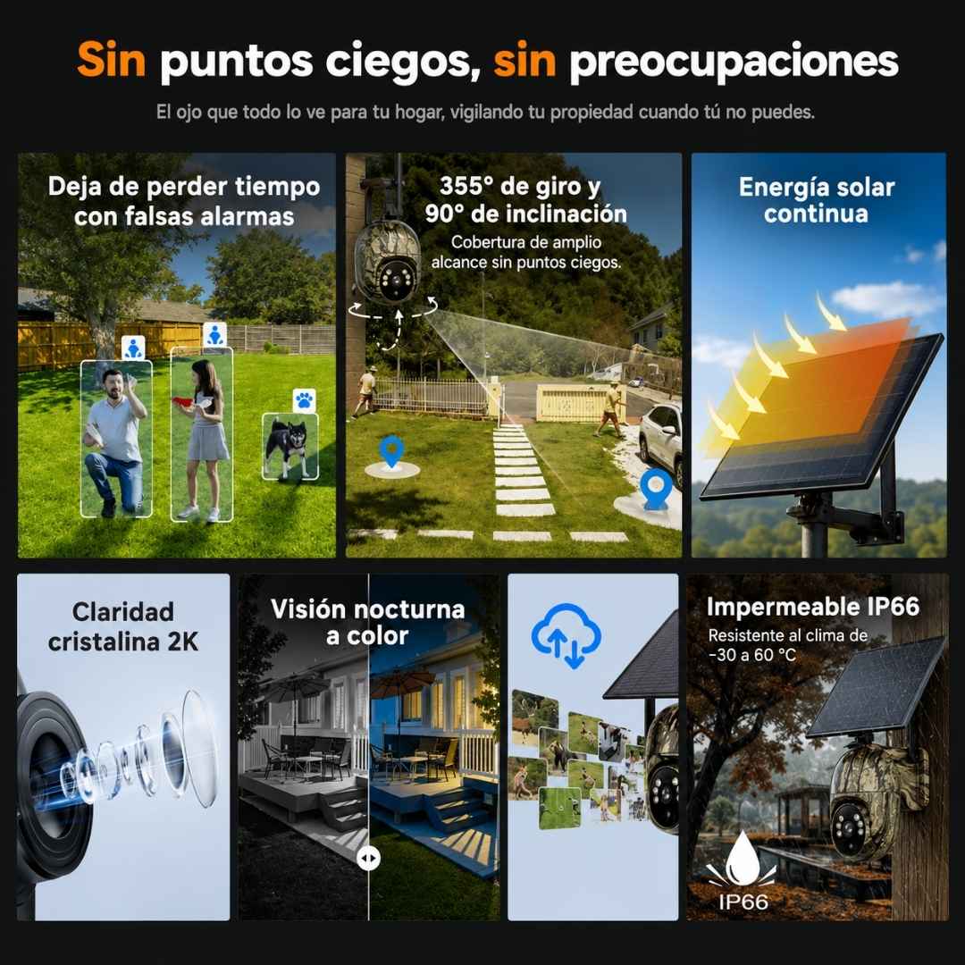 Cámara 360 Panel Solar - Protección sin Electricidad para Tu Hogar