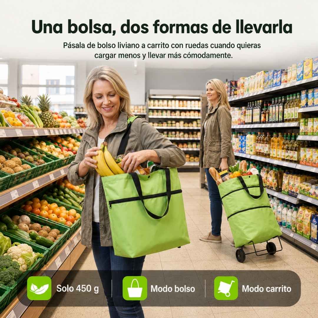 Carrito de Compras Plegable - Llevar Todas Tus Compras Nunca Fue tan Fácil