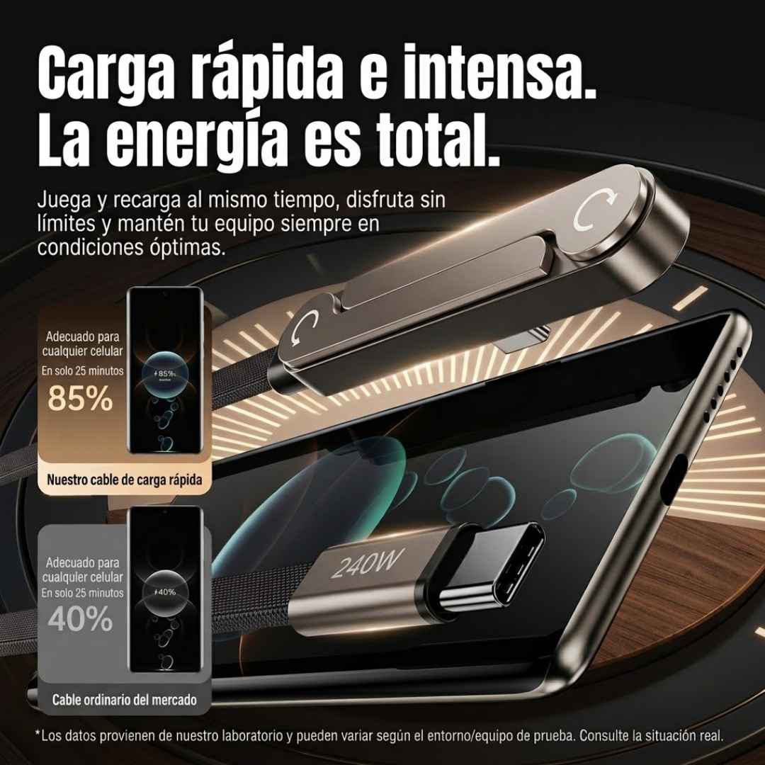 Cable 2 en 1 Tipo C - Cargador y Soporte para Mayor Comodidad