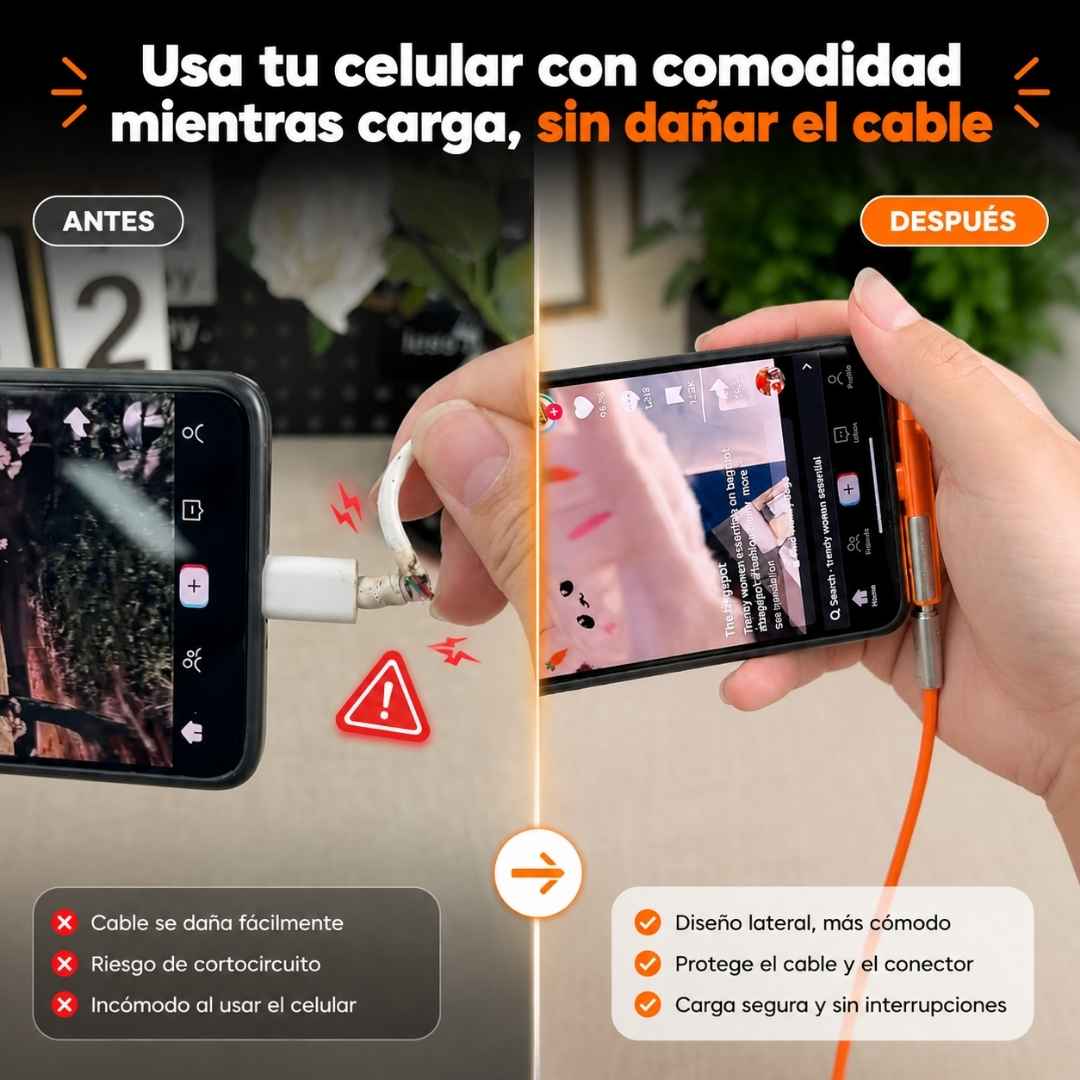 Cable 2 en 1 Tipo C - Cargador y Soporte para Mayor Comodidad