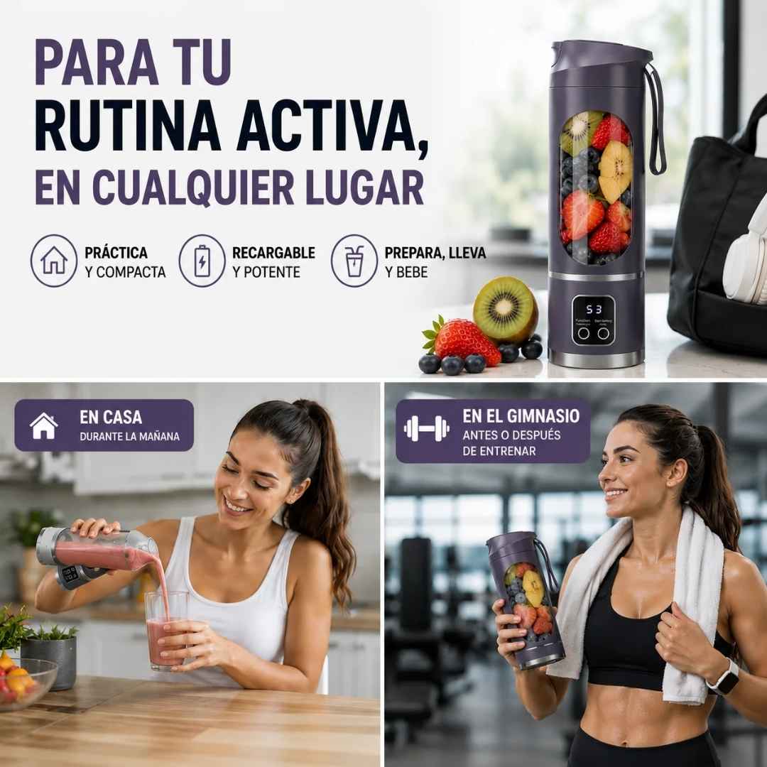 Licuadora Portátil USB: Tus Jugos Listos en Segundos y Sin Encartarte.