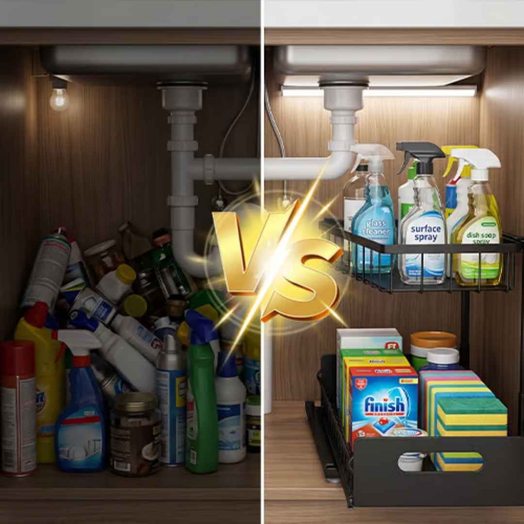 Organizador de Cocina Deslizable 2 Niveles- Multiplica tu Espacio sin Taladrar