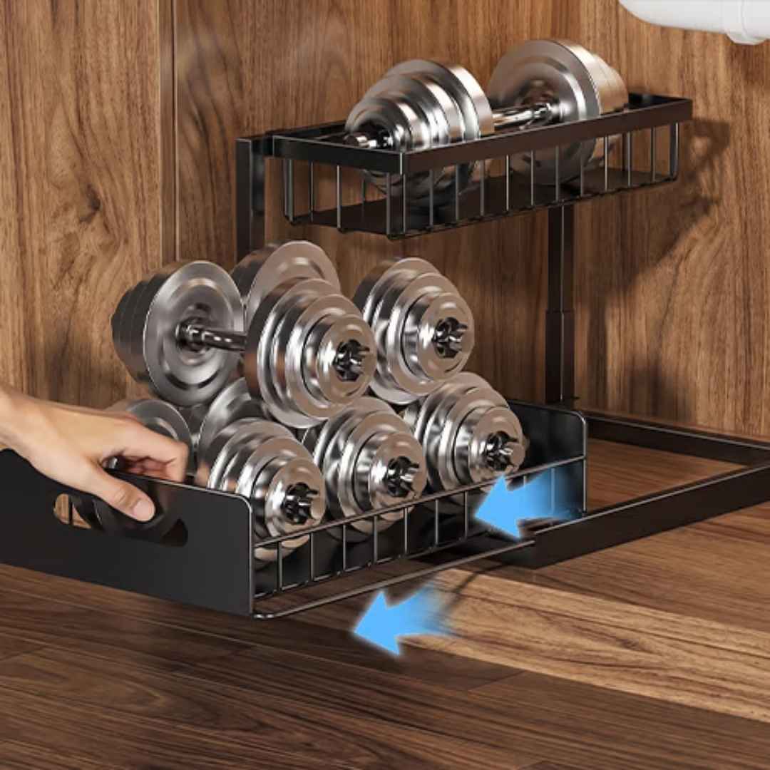 Organizador de Cocina Deslizable 2 Niveles- Multiplica tu Espacio sin Taladrar
