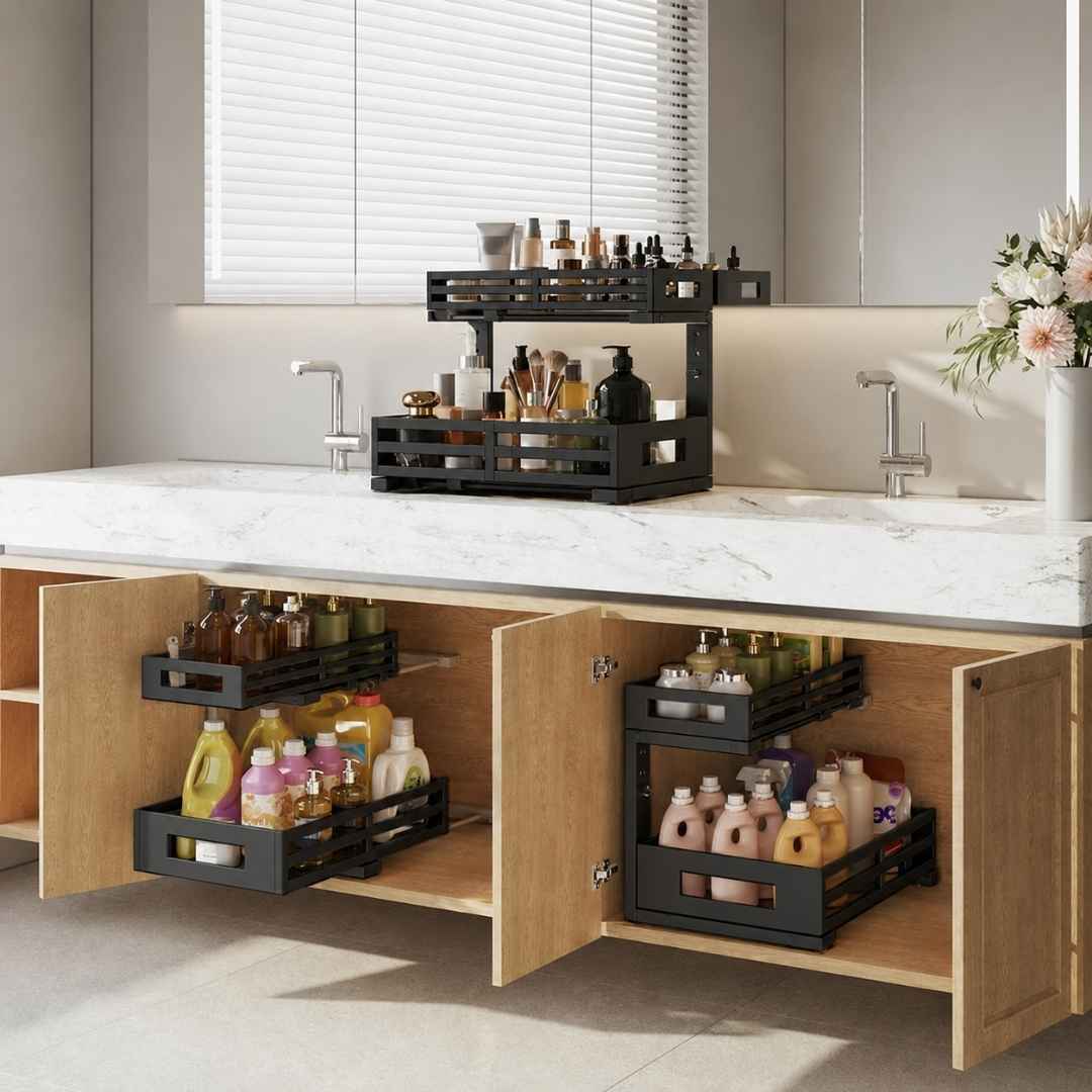 Organizador de Cocina Deslizable 2 Niveles- Multiplica tu Espacio sin Taladrar