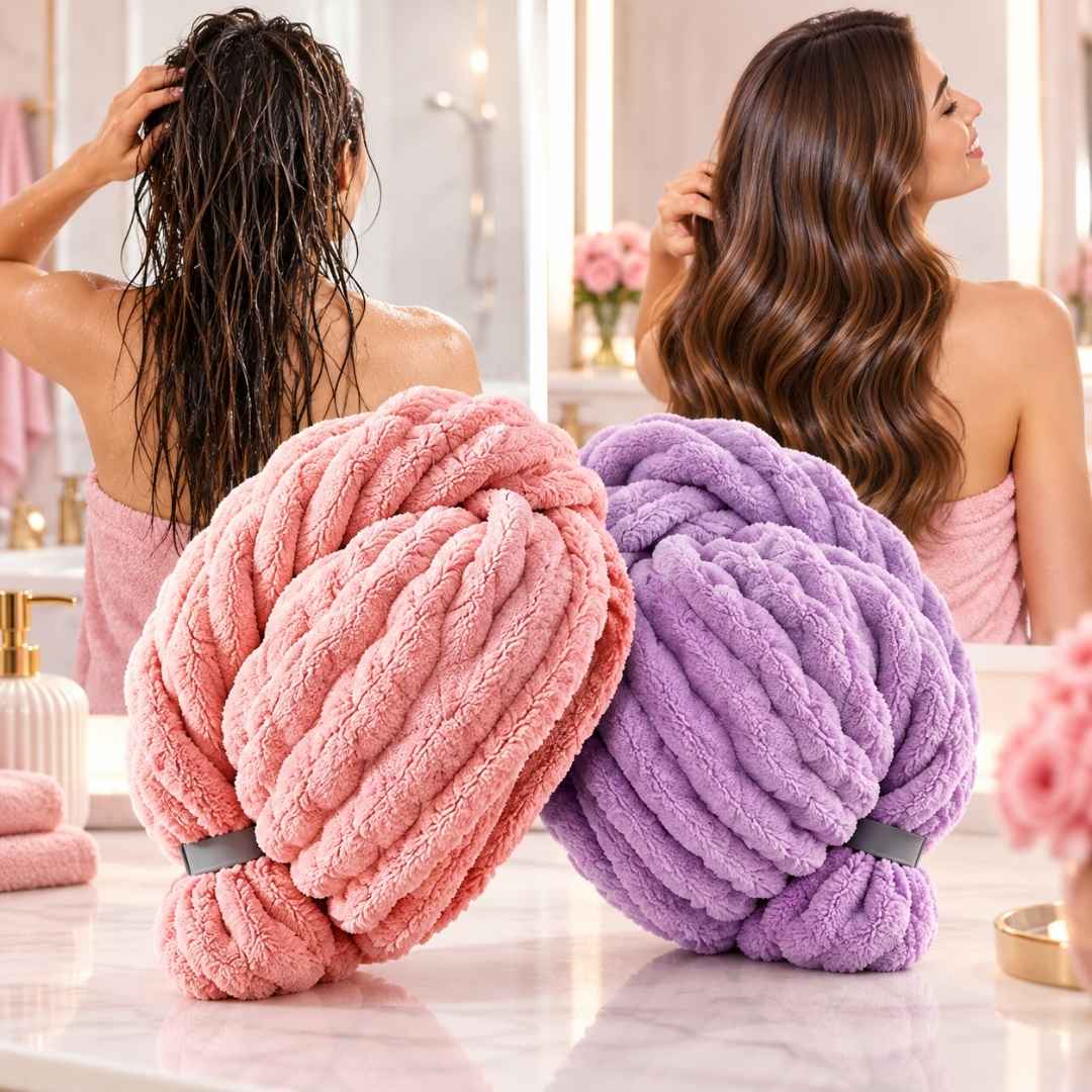 Toalla Para Cabello Microfibra Turbante-Pelo sin Frizz en Minutos.
