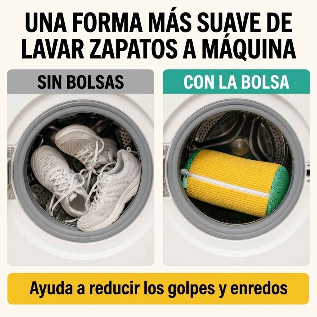 Bolsa Mágica para Lavar Tenis: Zapatos Limpiecitos en la Lavadora sin Dañarlos.