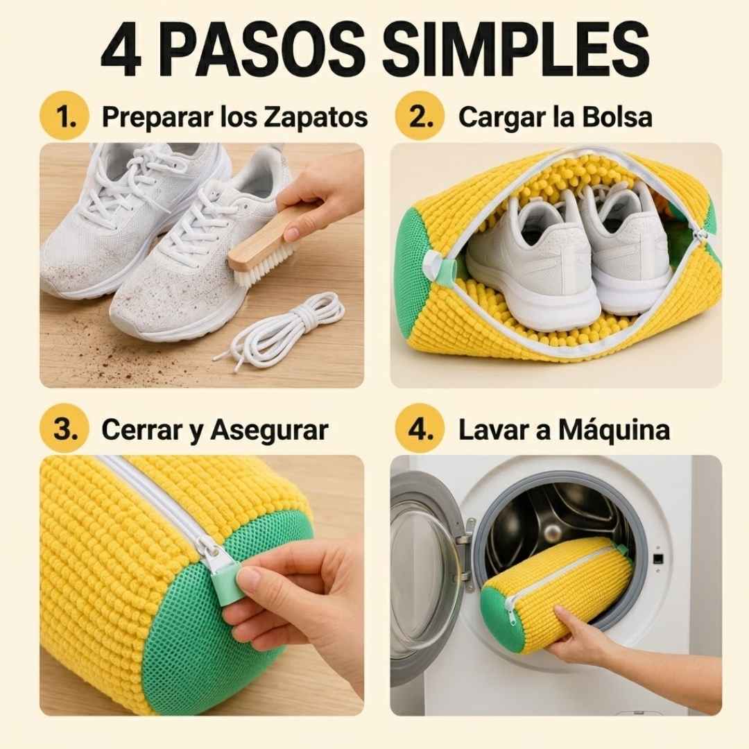 Bolsa Mágica para Lavar Tenis: Zapatos Limpiecitos en la Lavadora sin Dañarlos.