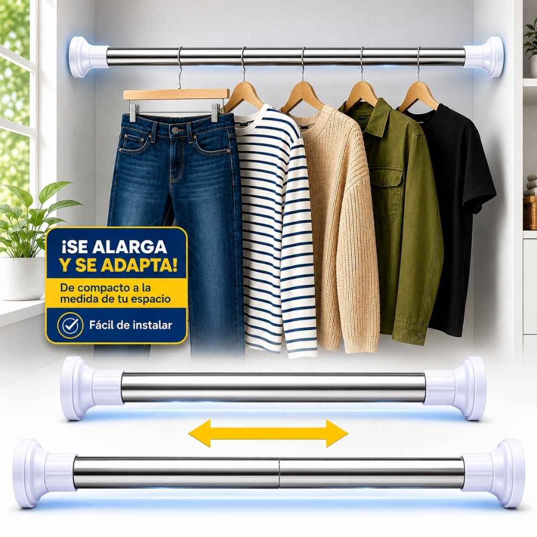 Tubo Expansible Multiusos: Cuelga lo que Quieras en Segundos (Sin Taladros)