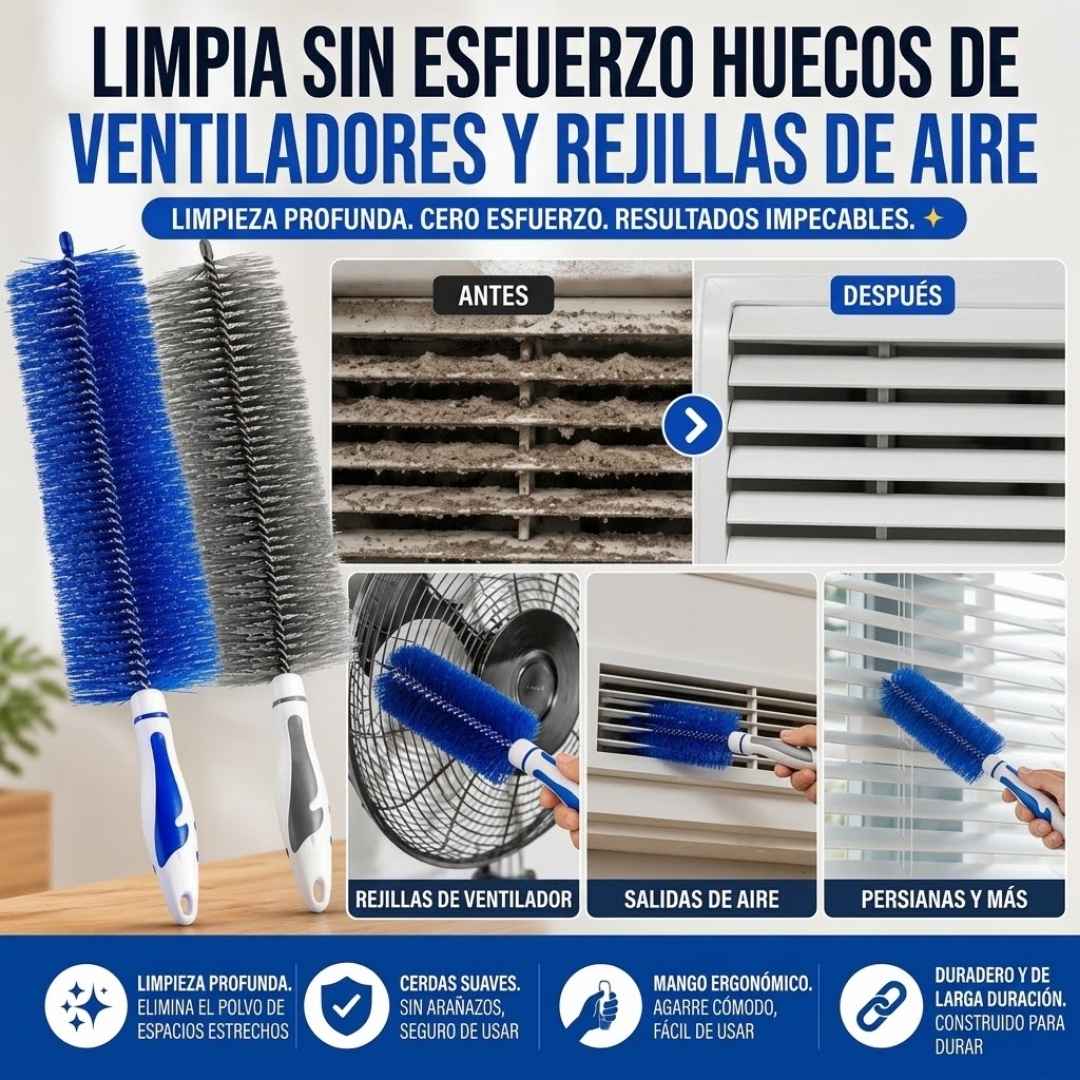 Cepillo Flexible Atrapa-Polvo 2x1: Limpia rincones difíciles en segundos (sin empujar muebles).