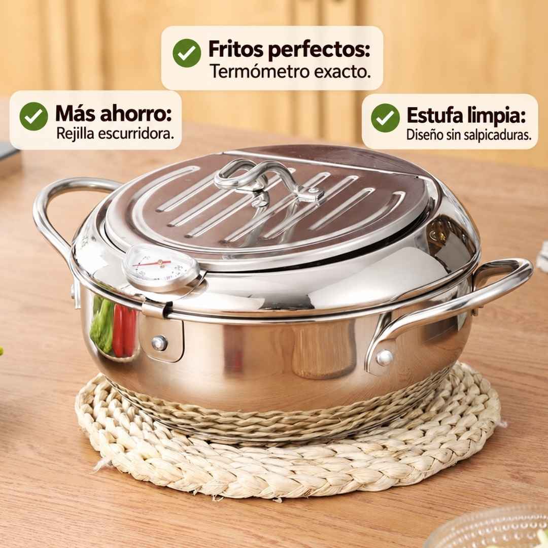 Olla Freidora Japonesa Pro: Fritos Perfectos y Cero Regueros.