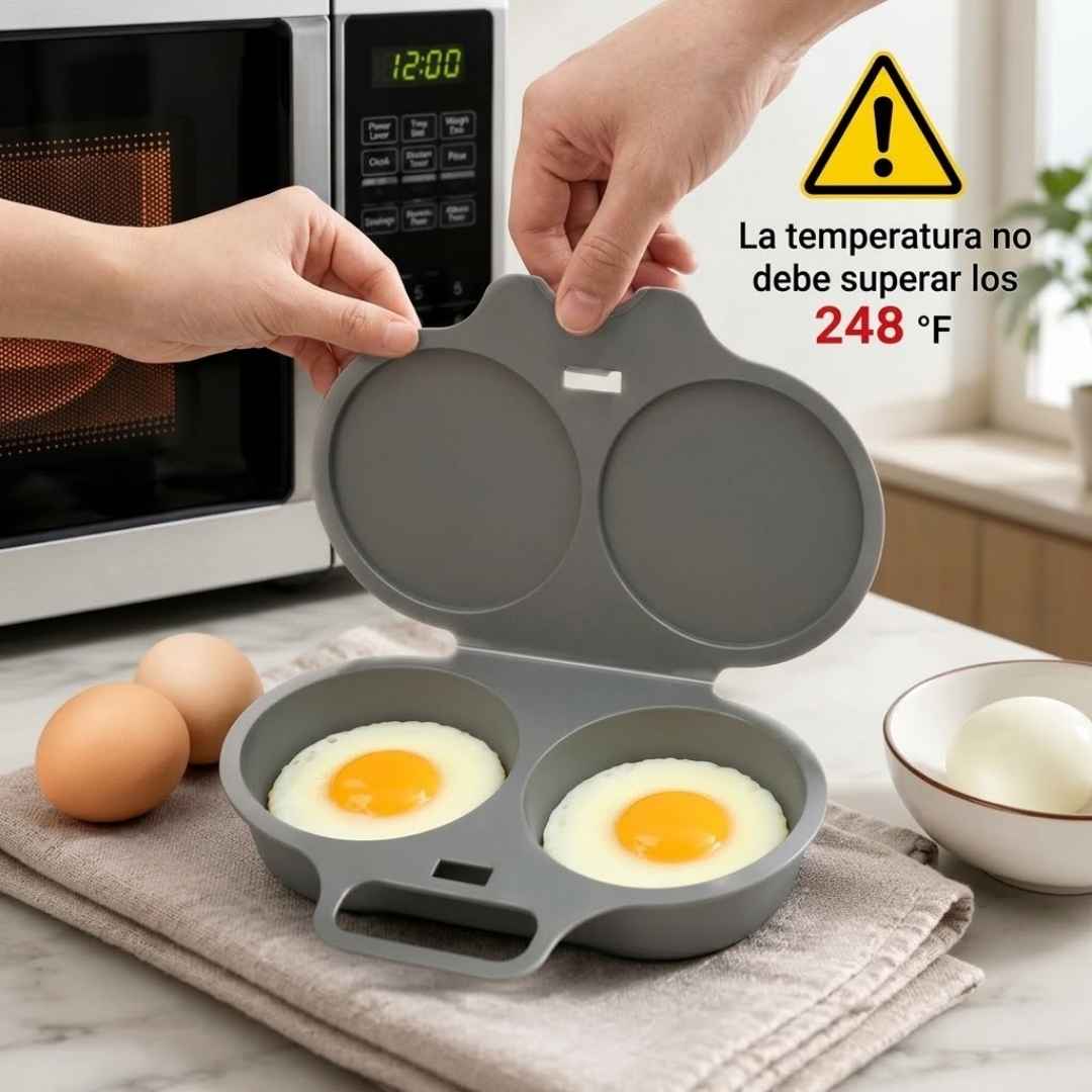 Huevera para Microondas: Desayuno perfecto en 2 minutos, sin aceite y sin lavar ollas.