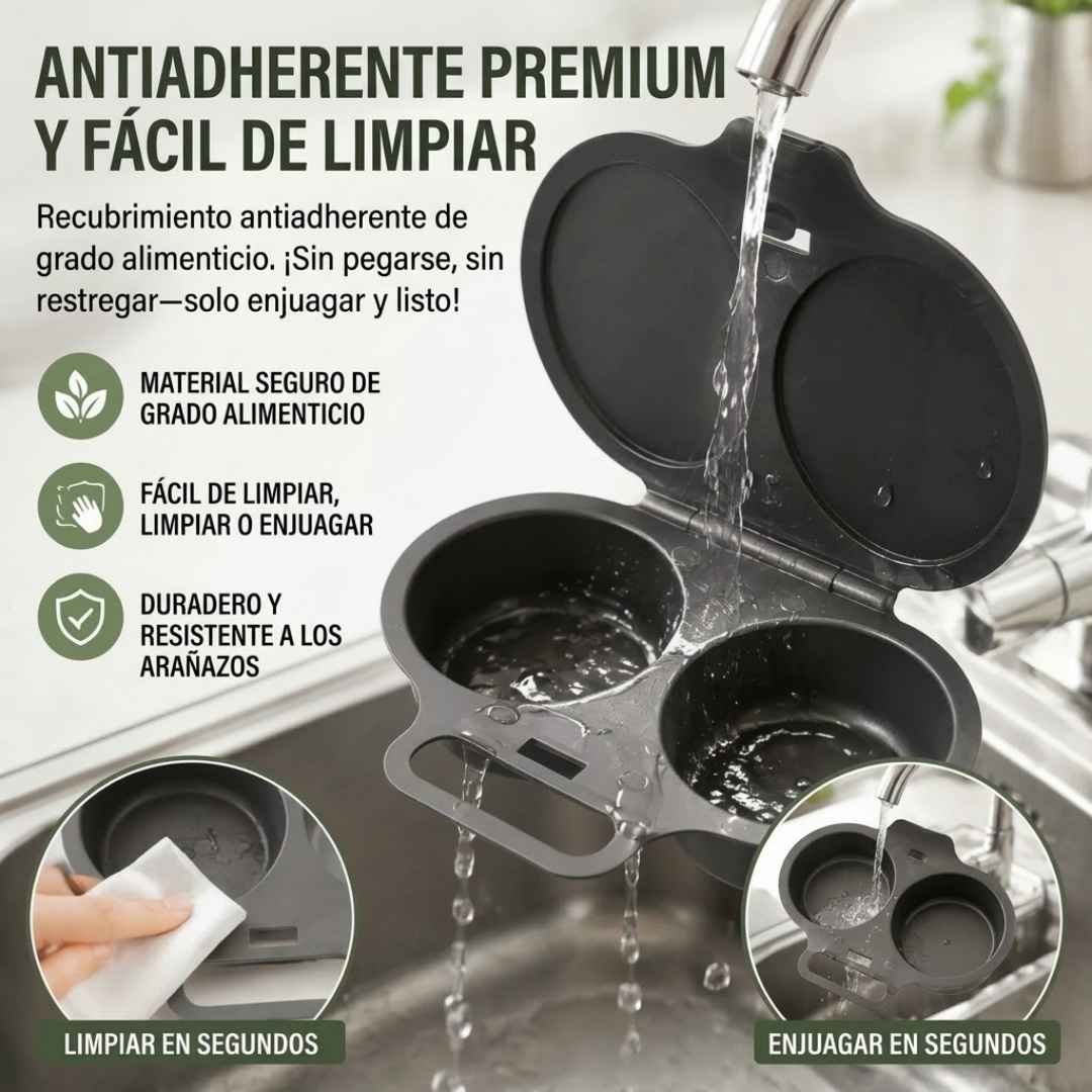 Huevera para Microondas: Desayuno perfecto en 2 minutos, sin aceite y sin lavar ollas.