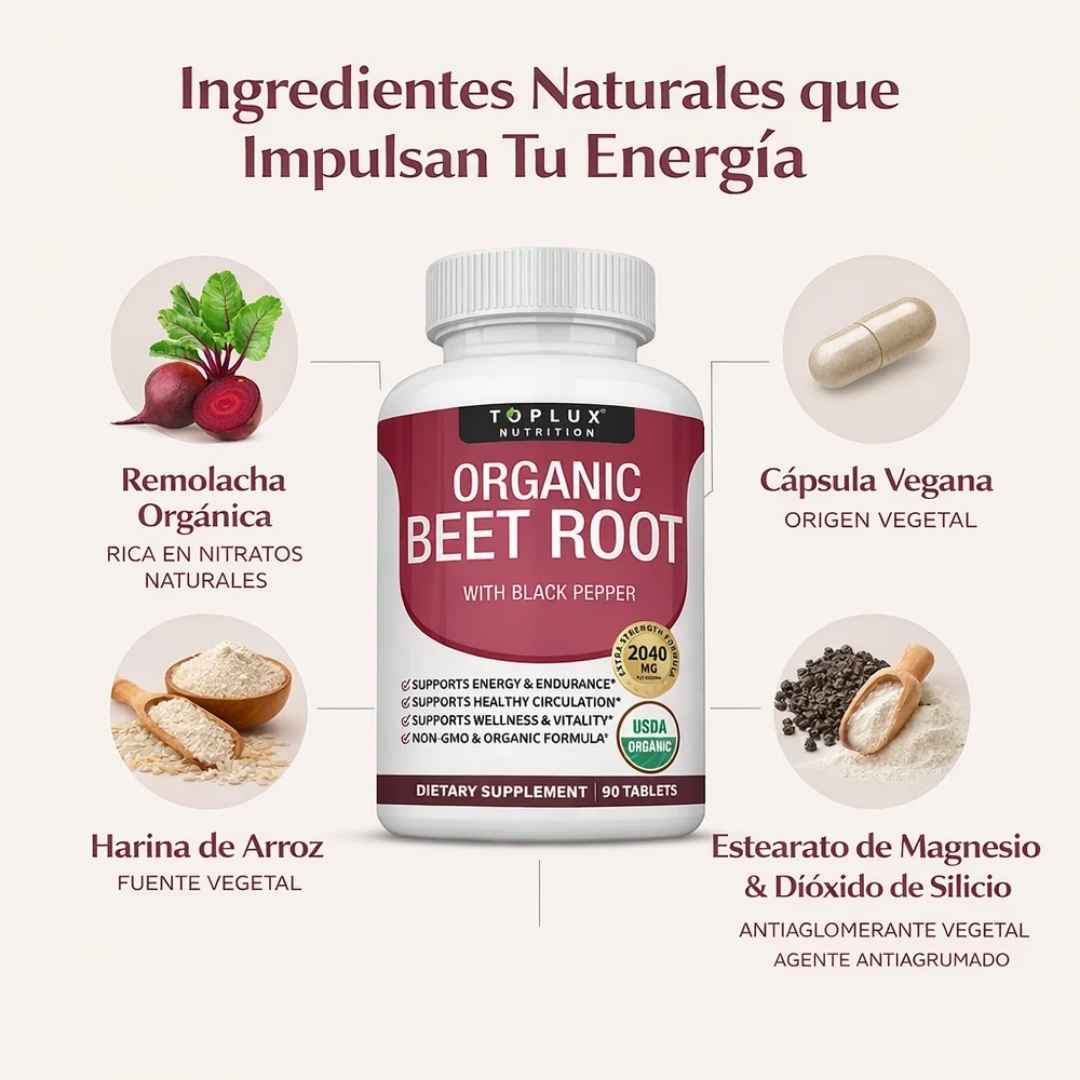 Organic Beet Root: Energía Natural para Rendir Todo el Día sin Cansancio