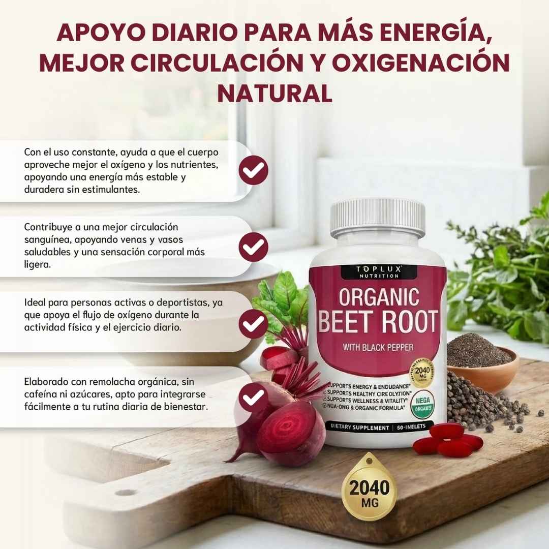 Organic Beet Root: Energía Natural para Rendir Todo el Día sin Cansancio