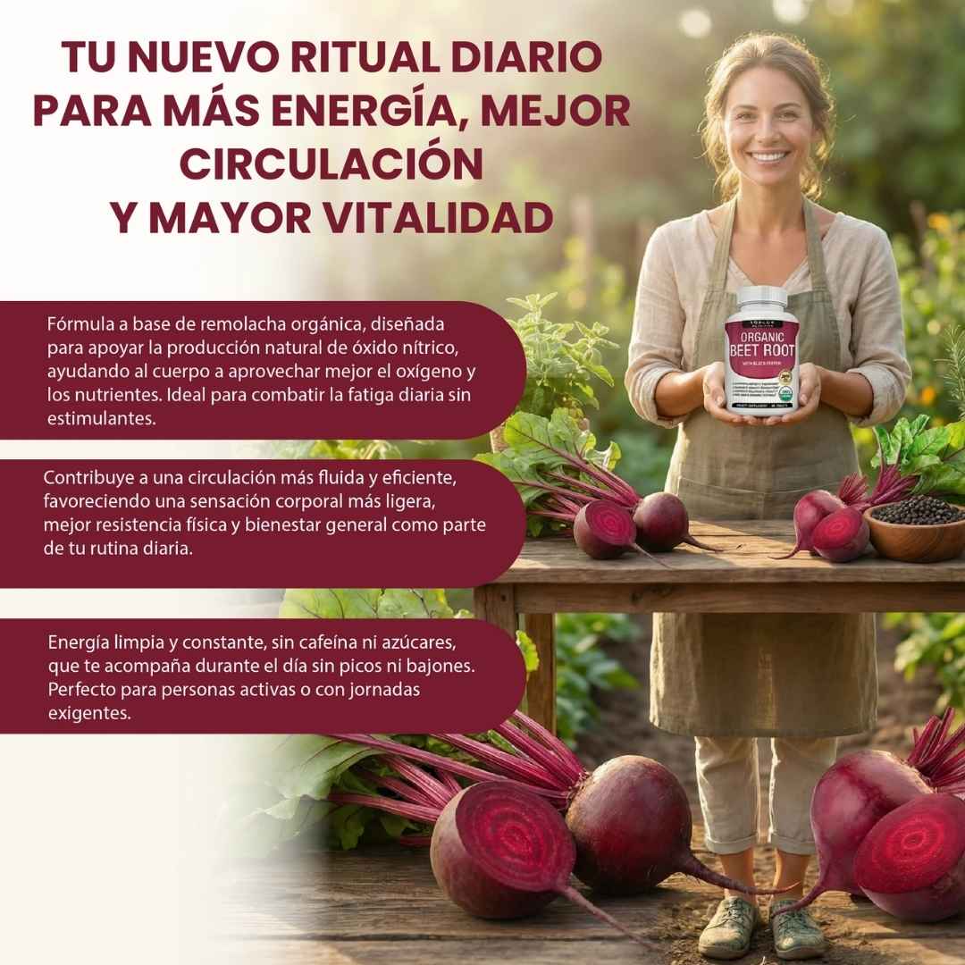 Organic Beet Root: Energía Natural para Rendir Todo el Día sin Cansancio