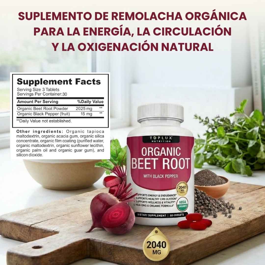 Organic Beet Root: Energía Natural para Rendir Todo el Día sin Cansancio