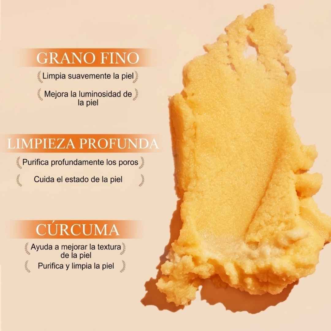 Exfoliante de Cúrcuma Aclarante: Piel suave, parejita y con un brillo hermoso.