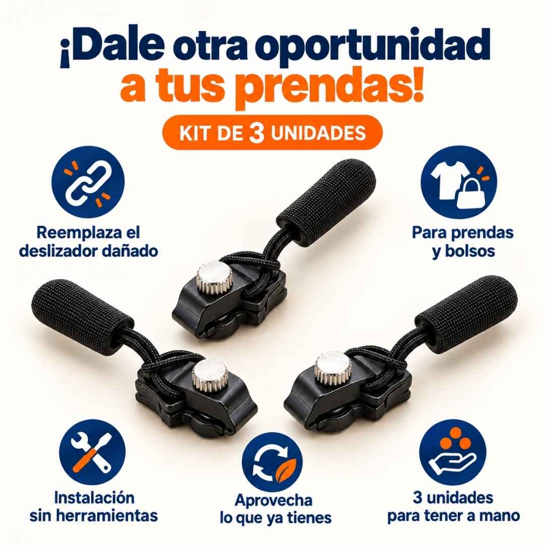 SET DE 3 CIERRE DE CREMALLERAS-El clip mágico que arregla cremalleras en segundos.