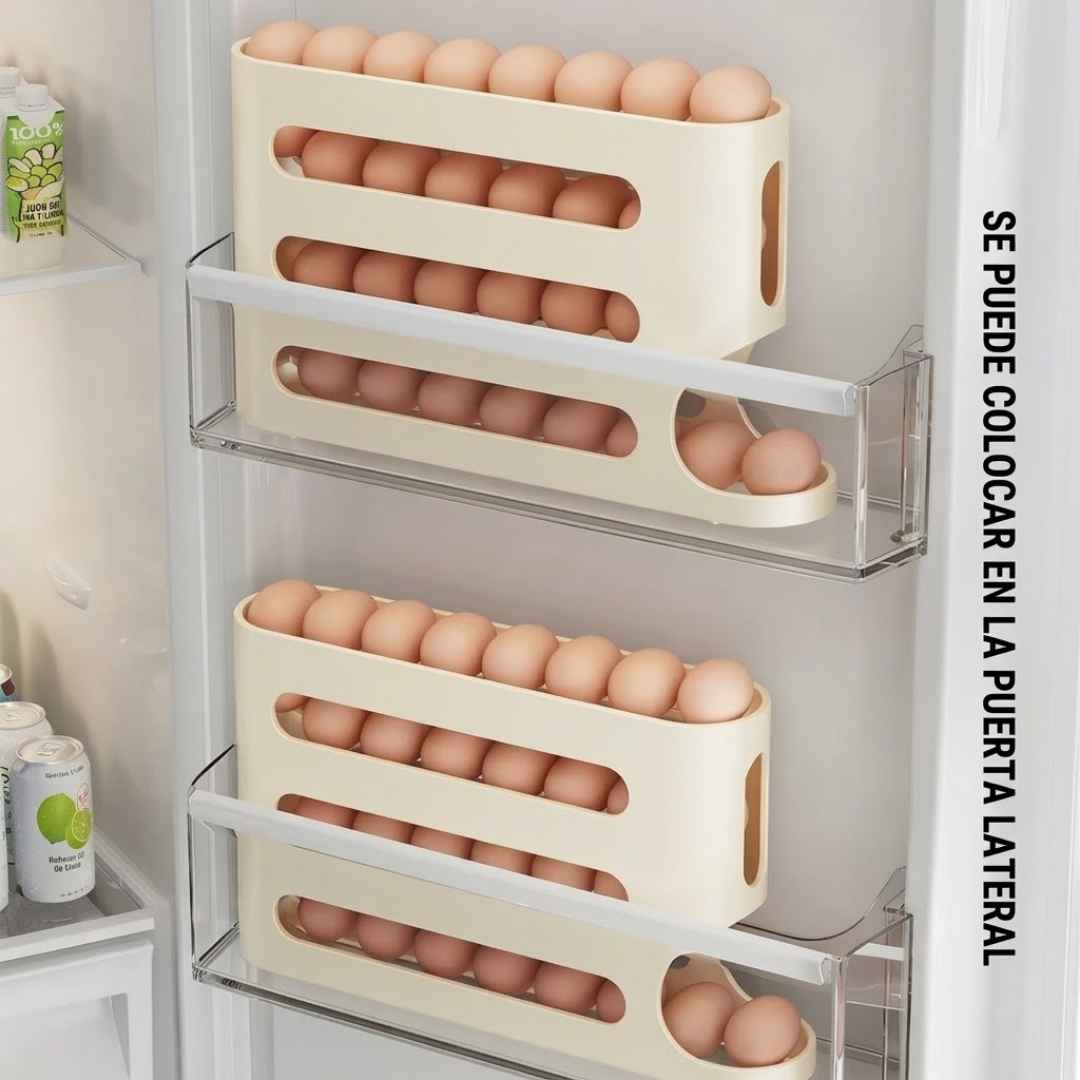 Dispensador de Huevos Rodante: Más espacio y cero huevos rotos en tu nevera.