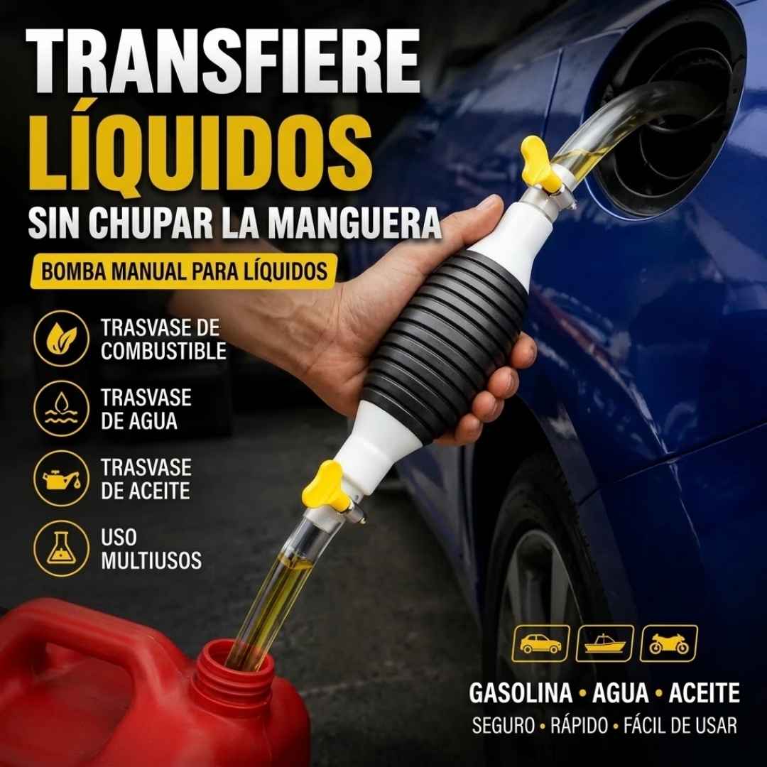 Bomba Manual Saca-Líquidos: Pase Gasolina o Agua Rápido y Sin Regueros.