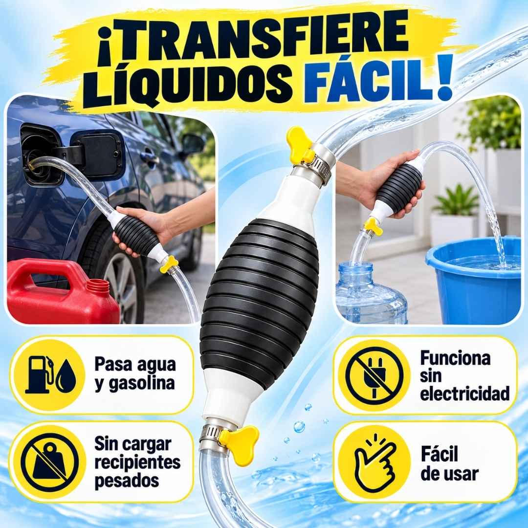 Bomba Manual Saca-Líquidos: Pase Gasolina o Agua Rápido y Sin Regueros.