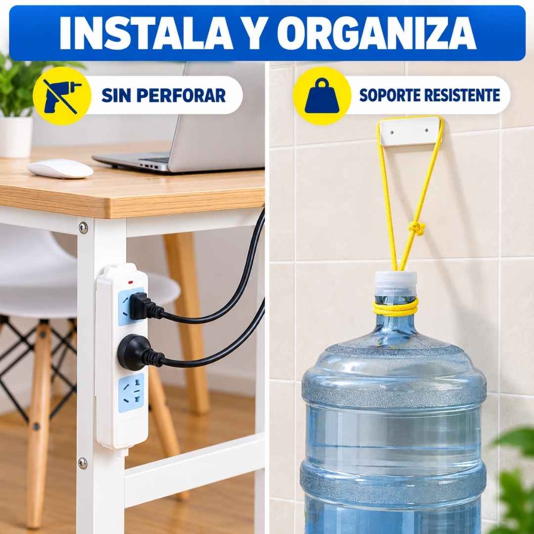 Soporte Adhesivo Sin Perforar: ¡Ordene su casa en 10 segundos sin romper paredes!