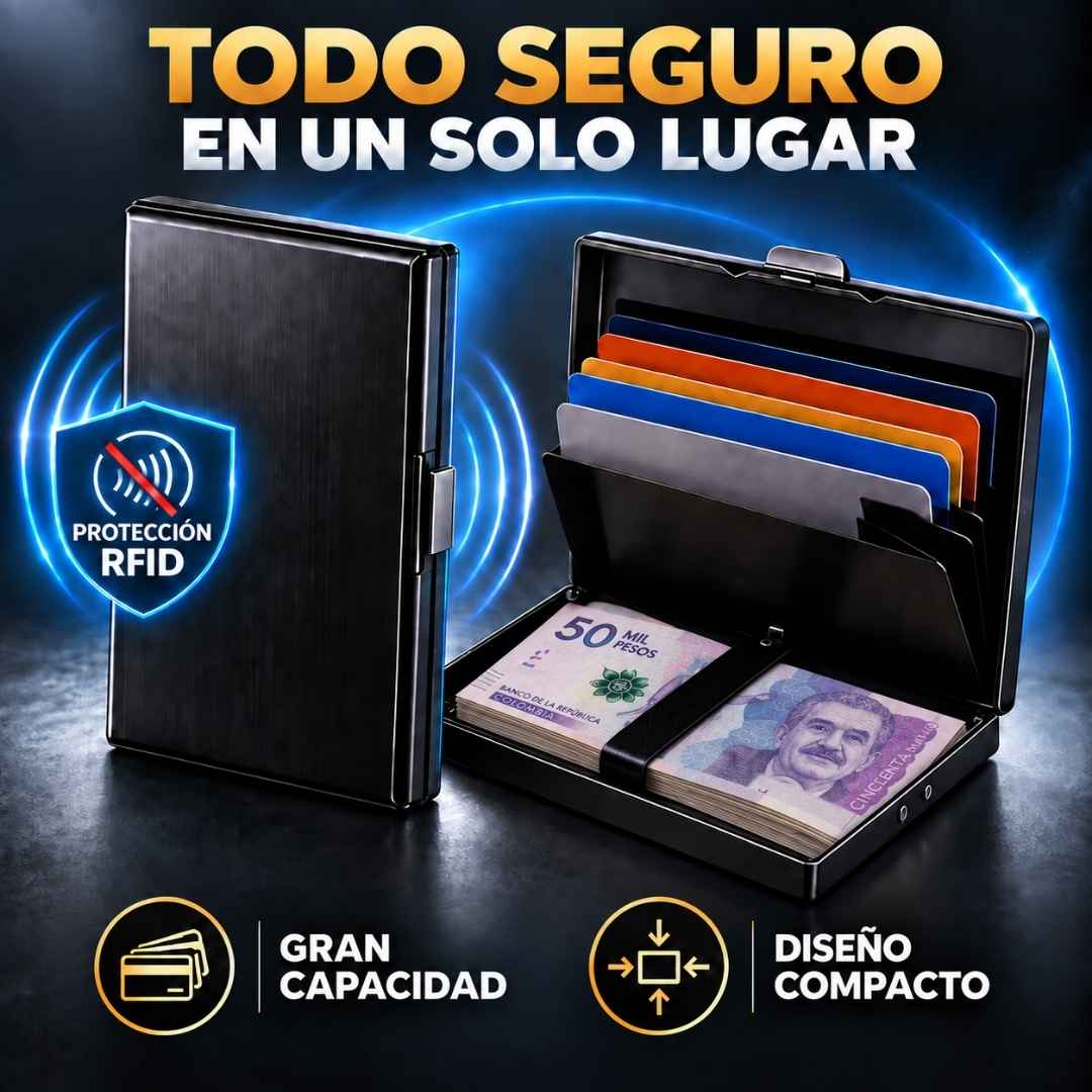 Billetera Antirrobo con Escudo RFID: Tu plata a salvo de clonaciones y tus tarjetas a un clic.