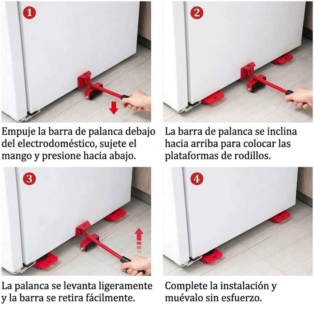 KIT LEVANTA MUEBLES 5 PIEZAS - LEVANTA, MUEVE Y ORGANIZA SIN ESFUERZO