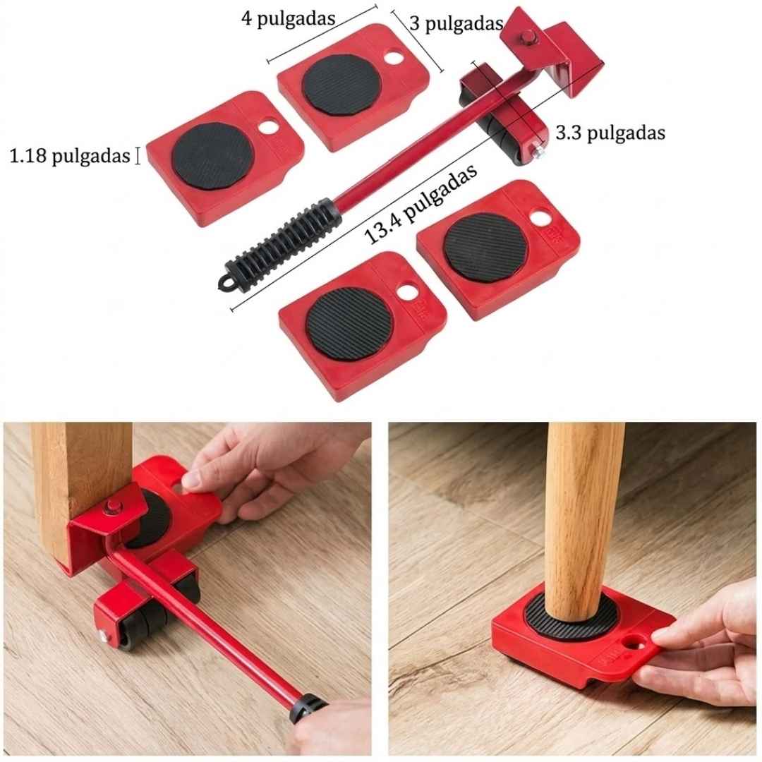 KIT LEVANTA MUEBLES 5 PIEZAS - LEVANTA, MUEVE Y ORGANIZA SIN ESFUERZO