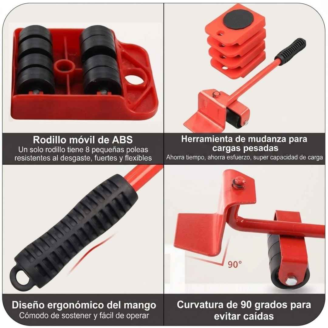KIT LEVANTA MUEBLES 5 PIEZAS - LEVANTA, MUEVE Y ORGANIZA SIN ESFUERZO
