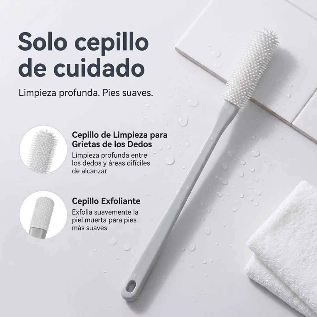Cepillo de Silicona con Mango Largo: Lávate los Pies Sin Agacharte y Sin Caídas.