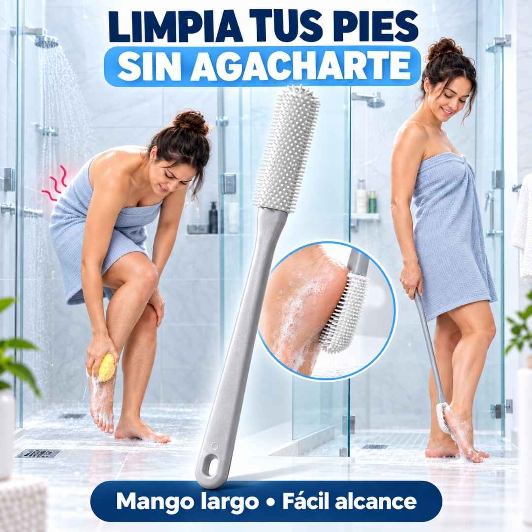 Cepillo de Silicona con Mango Largo: Lávate los Pies Sin Agacharte y Sin Caídas.