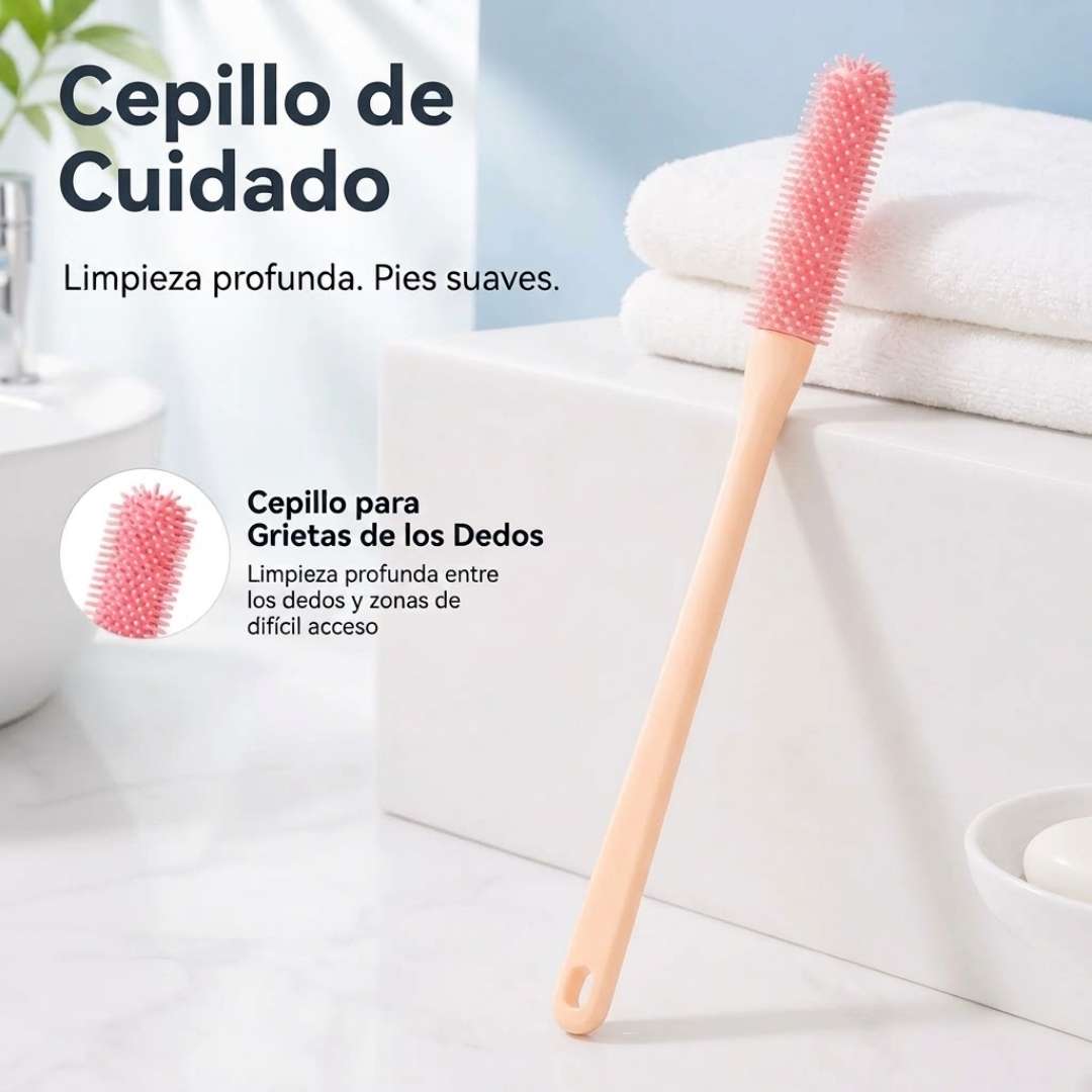 Cepillo de Silicona con Mango Largo: Lávate los Pies Sin Agacharte y Sin Caídas.