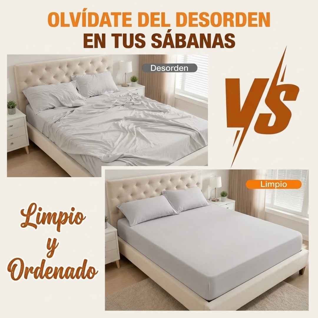 Paquete de 4 Agarraderas para Sábanas: Tu cama siempre templadita y sin arrugas, sin hacer fuerza.